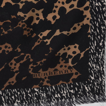 Burberry Silk Animal Print Scarf Brown 3 of 4