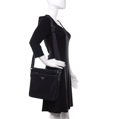 Prada Tessuto Nylon Saffiano Flat Messenger Bag Baltico 2 of 11