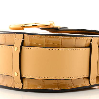 Chloe Calfskin Crocodile Embossed Small Tess Bag Honey Gold 9 of 13