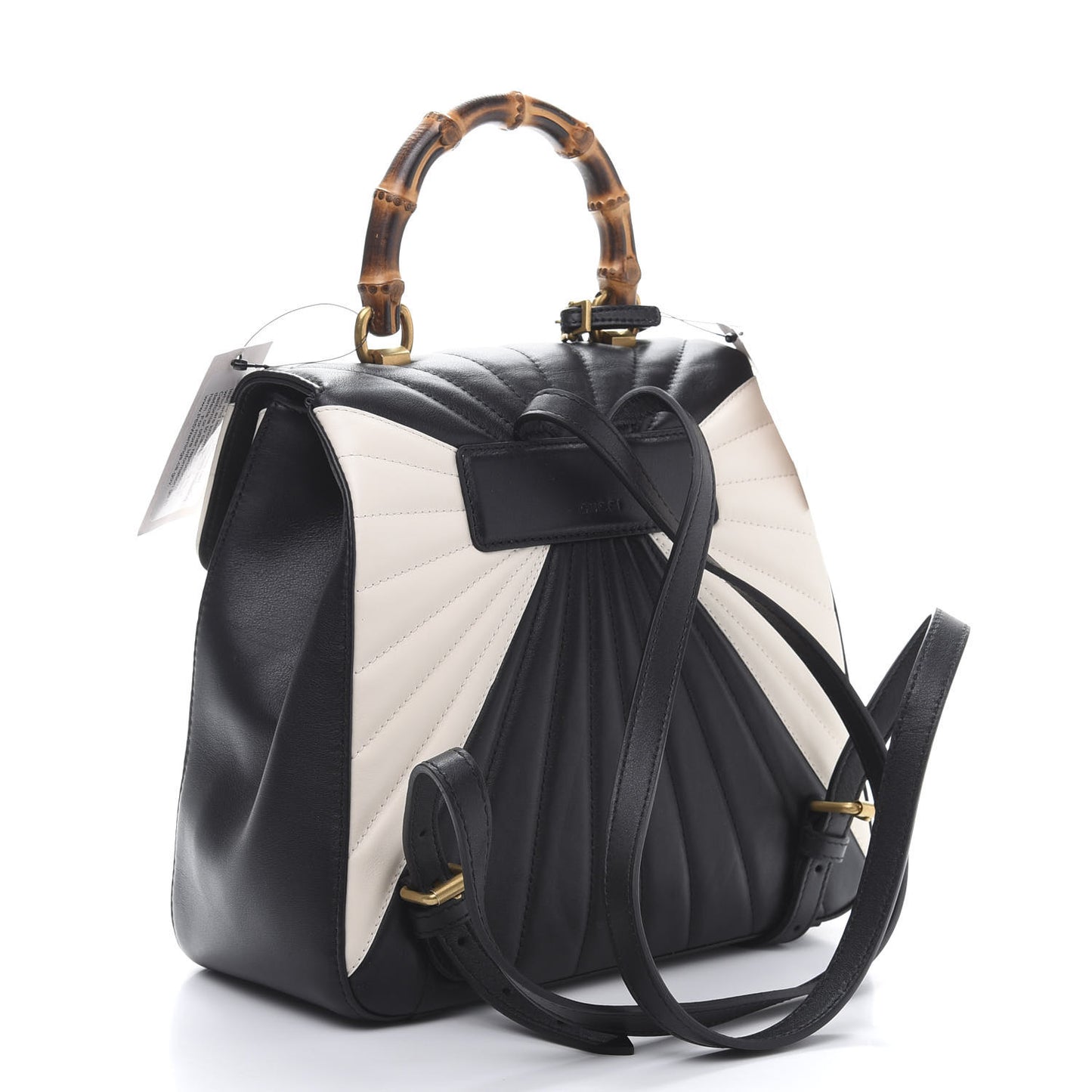 Calfskin Bamboo Trapuntata Queen Margaret Backpack Mystic White Black