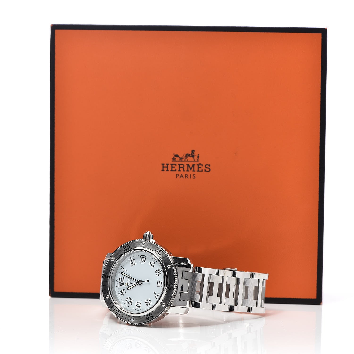 Hermes Stainless Steel 38mm Clipper Quartz Watch 7 of 7