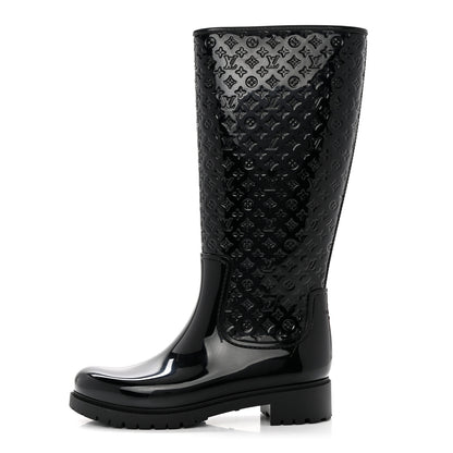 Louis Vuitton Rubber Embossed Monogram Splash Rain Boots 41 Black 1 of 7