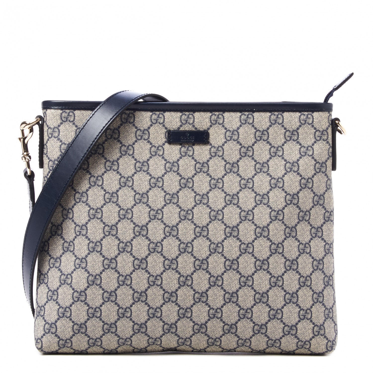 Gucci GG Plus Monogram Medium Flat Messenger Bag Navy 1 of 9