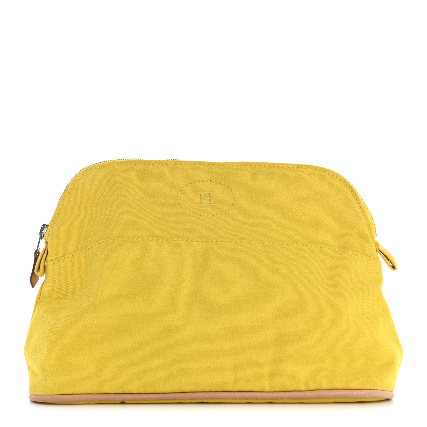 Hermes Cotton Canvas Bolide Travel Cosmetic Pouch Yellow 1 of 11