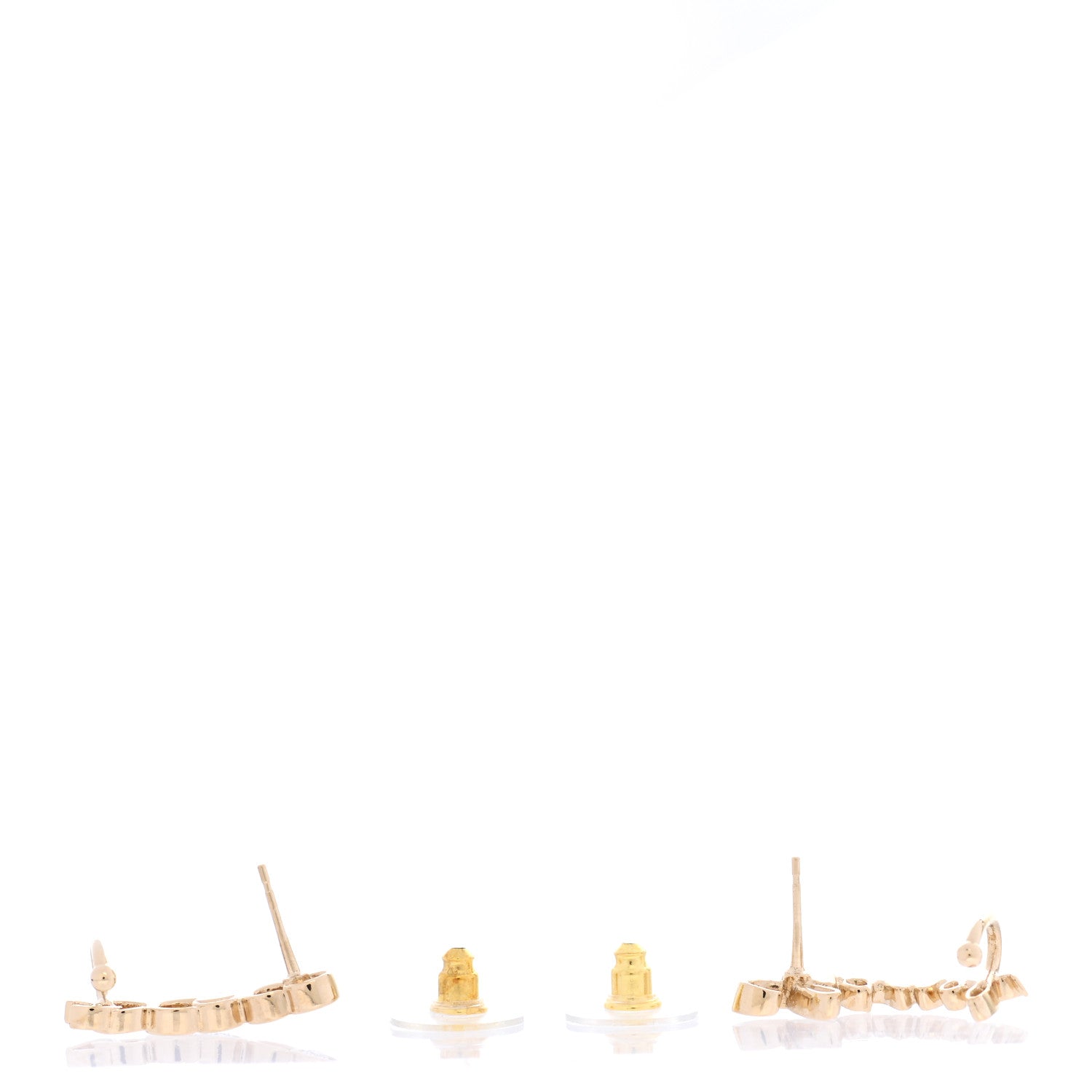 Chanel Metal Crystal Coco Script CC Climber Earrings Gold 3 of 5