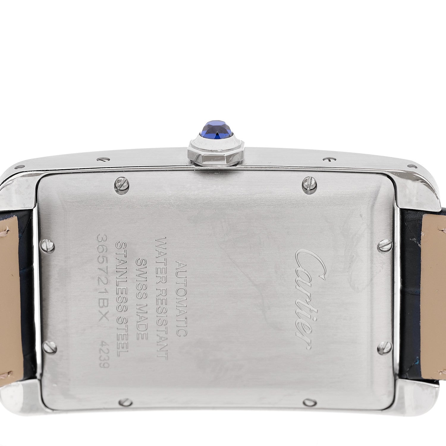 Cartier Stainless Steel Alligator 27mm Tank Americaine Automatic Watch Blue 4 of 5