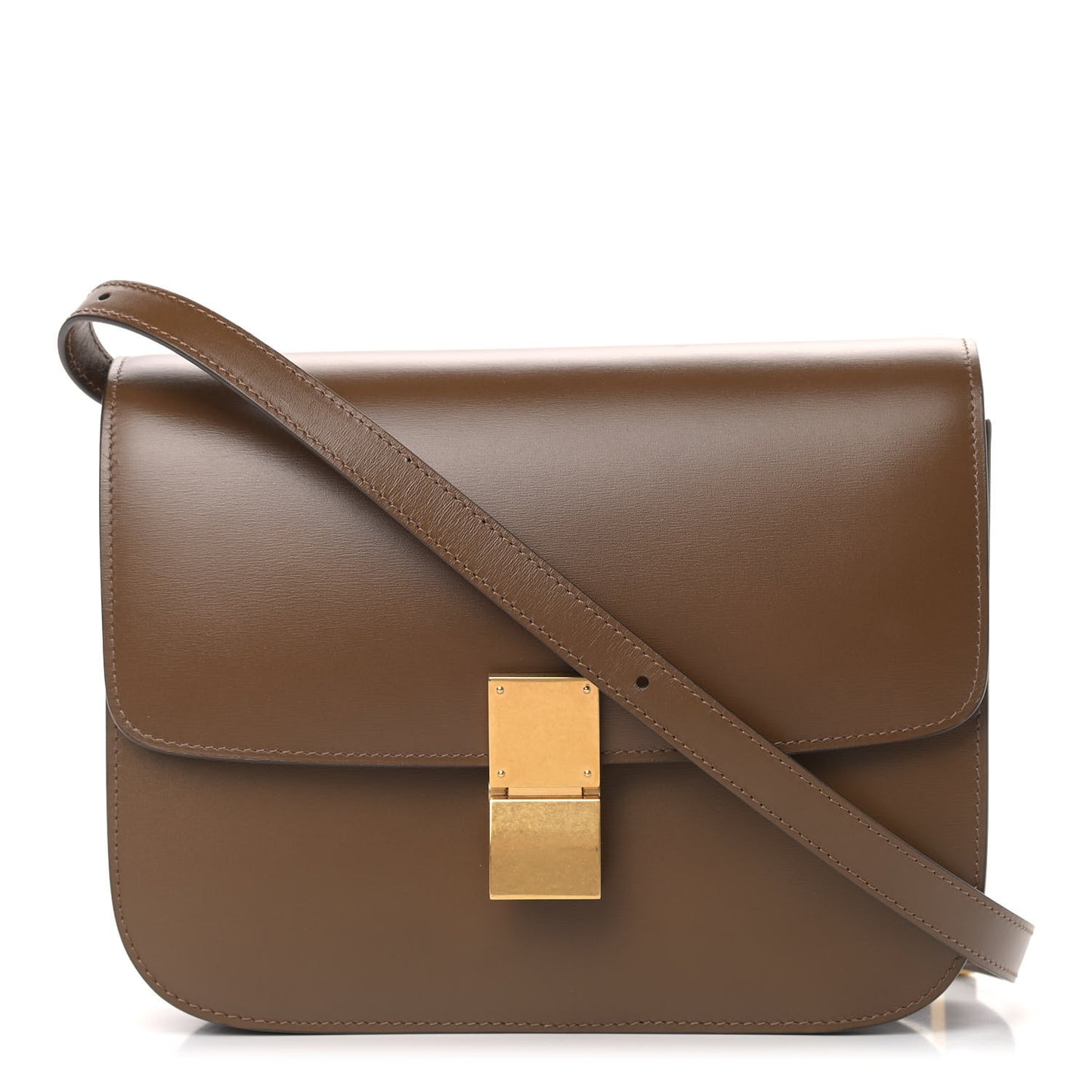 Box Calfskin Medium Classic Box Flap Bag Camel