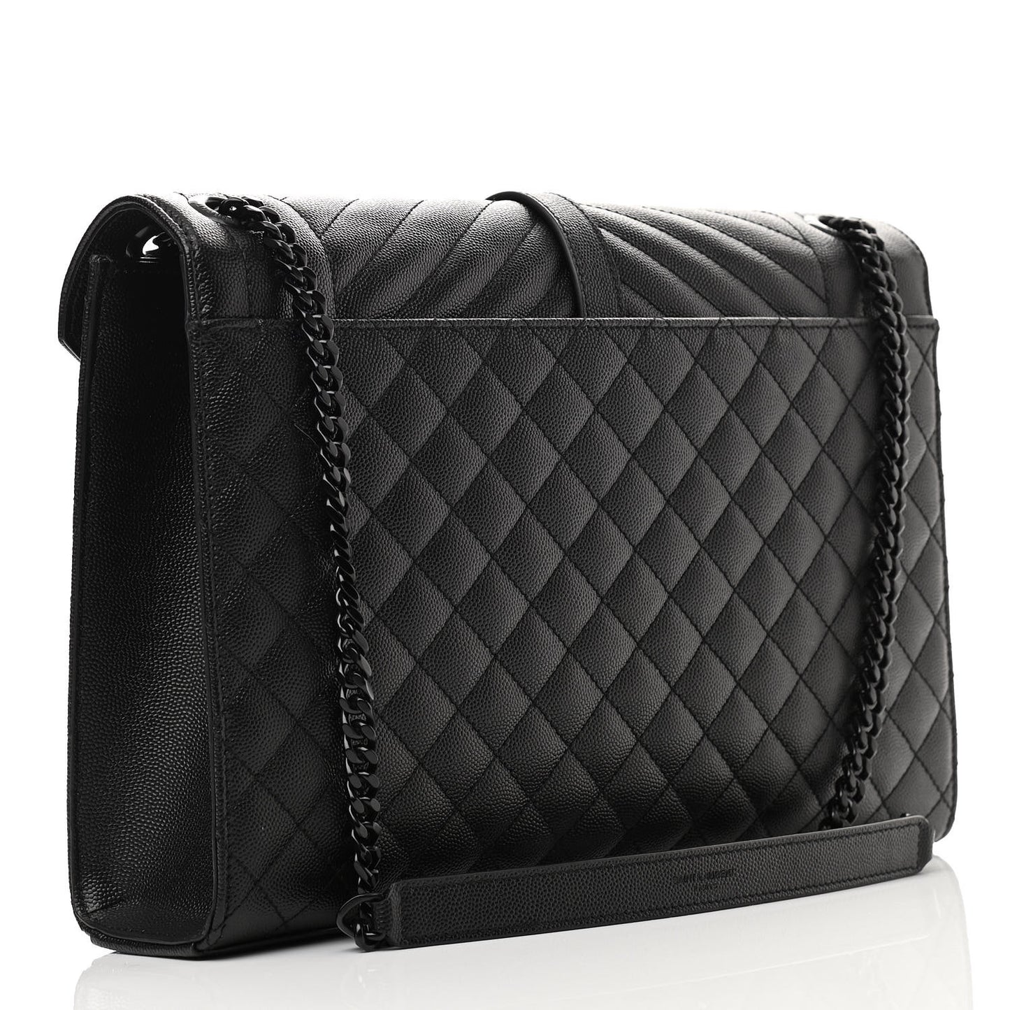 Grain De Poudre Textured Mixed Matelasse Large Triquilt Monogram Monochrome Satchel Black