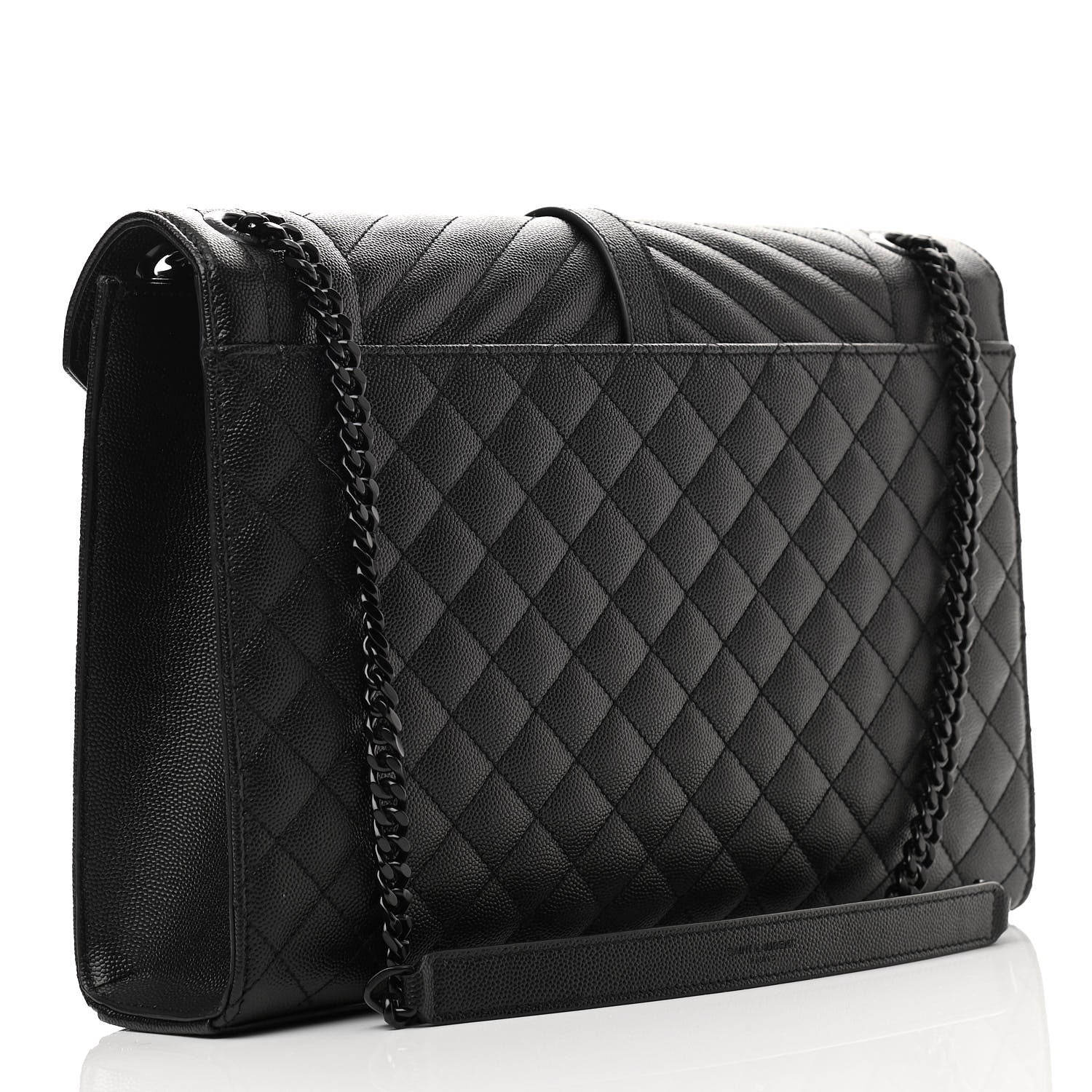 Saint Laurent Grain De Poudre Textured Mixed Matelasse Large Triquilt Monogram Monochrome Satchel Black 3 of 13