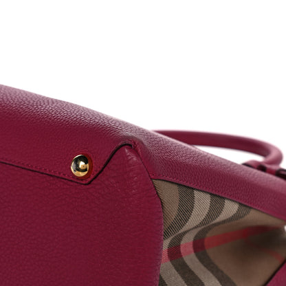 Burberry Grainy Calfskin House Check Medium Banner Tote Mahogany Red 12 of 14
