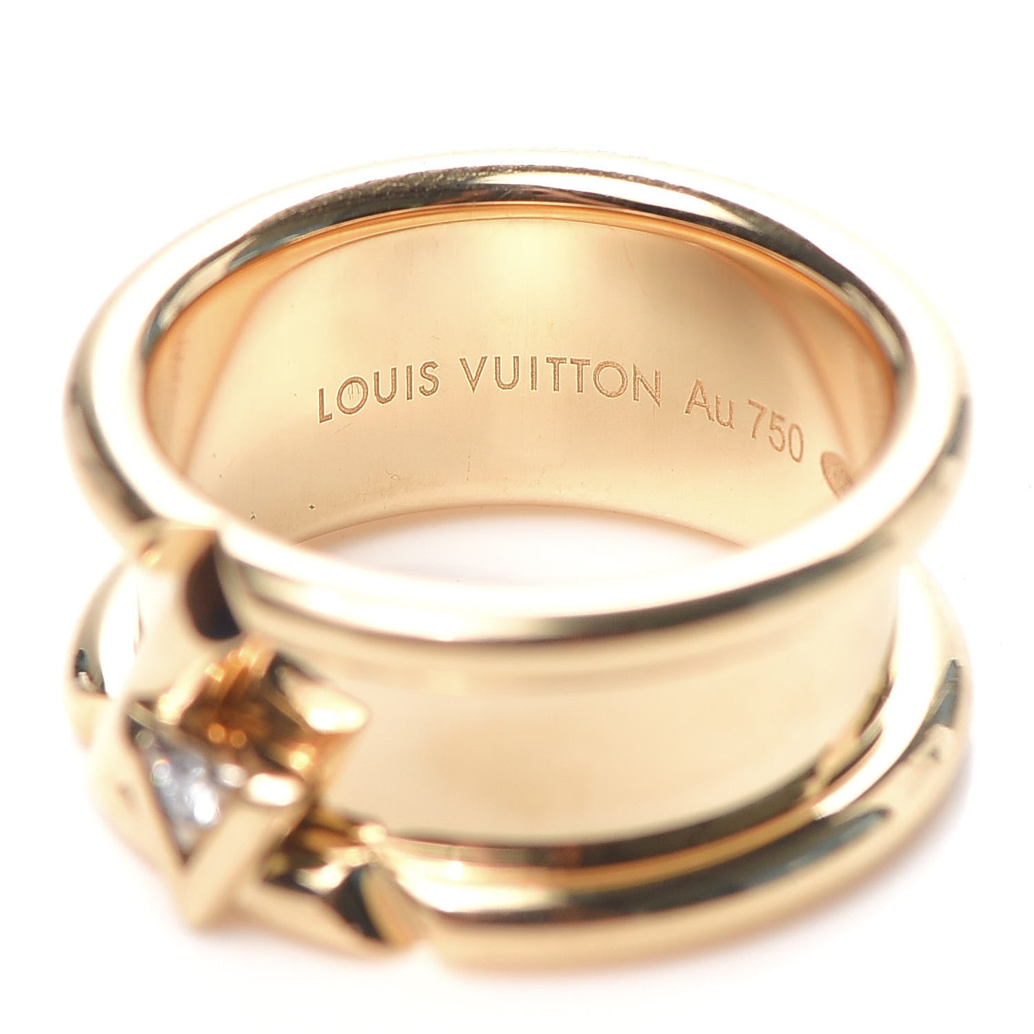 Louis Vuitton 18K Yellow Gold Diamond Volt One Band Ring 52 6 5 of 6