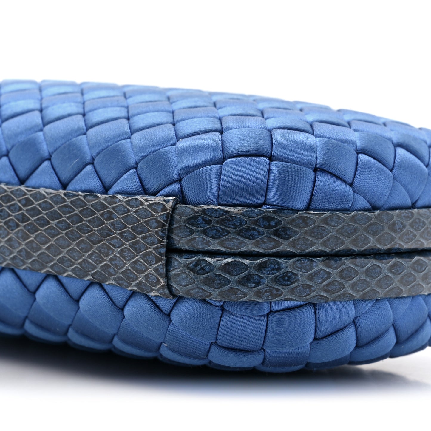 Satin Intreccio Impero Ayers Knot Clutch Blue