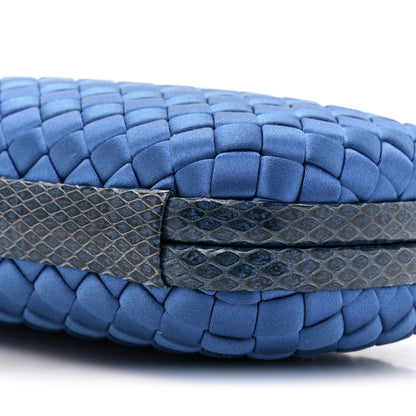 Bottega Veneta Satin Intreccio Impero Ayers Knot Clutch Blue 7 of 11