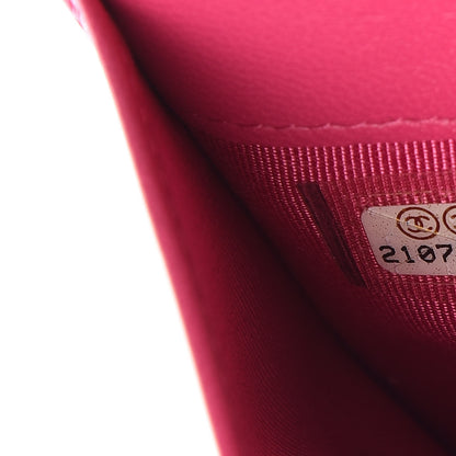 Chanel Lambskin Quilted Yen Wallet Fuchsia 7 of 8