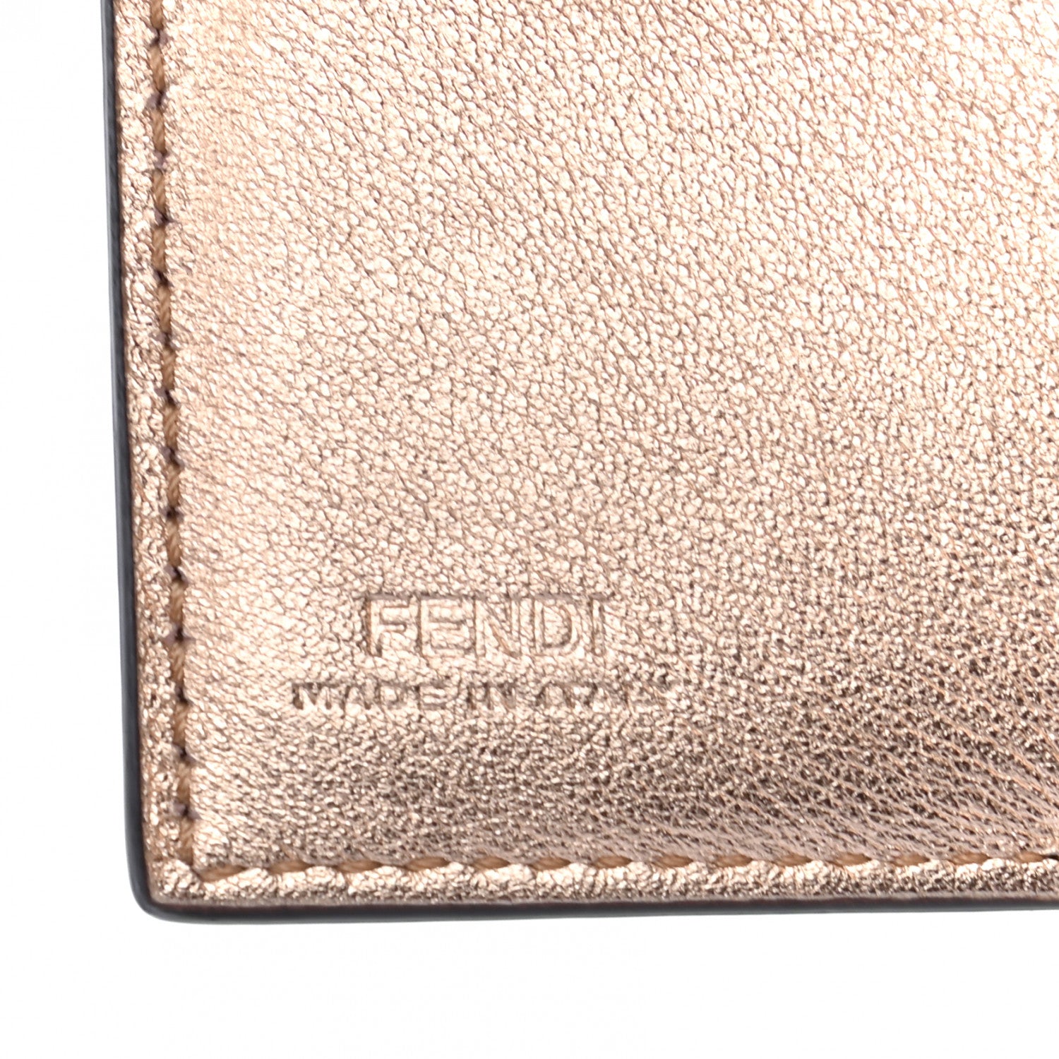Fendi Vitello Laminato FF 1974 Embossed Micro Tri-Fold Wallet Rame 6 of 7