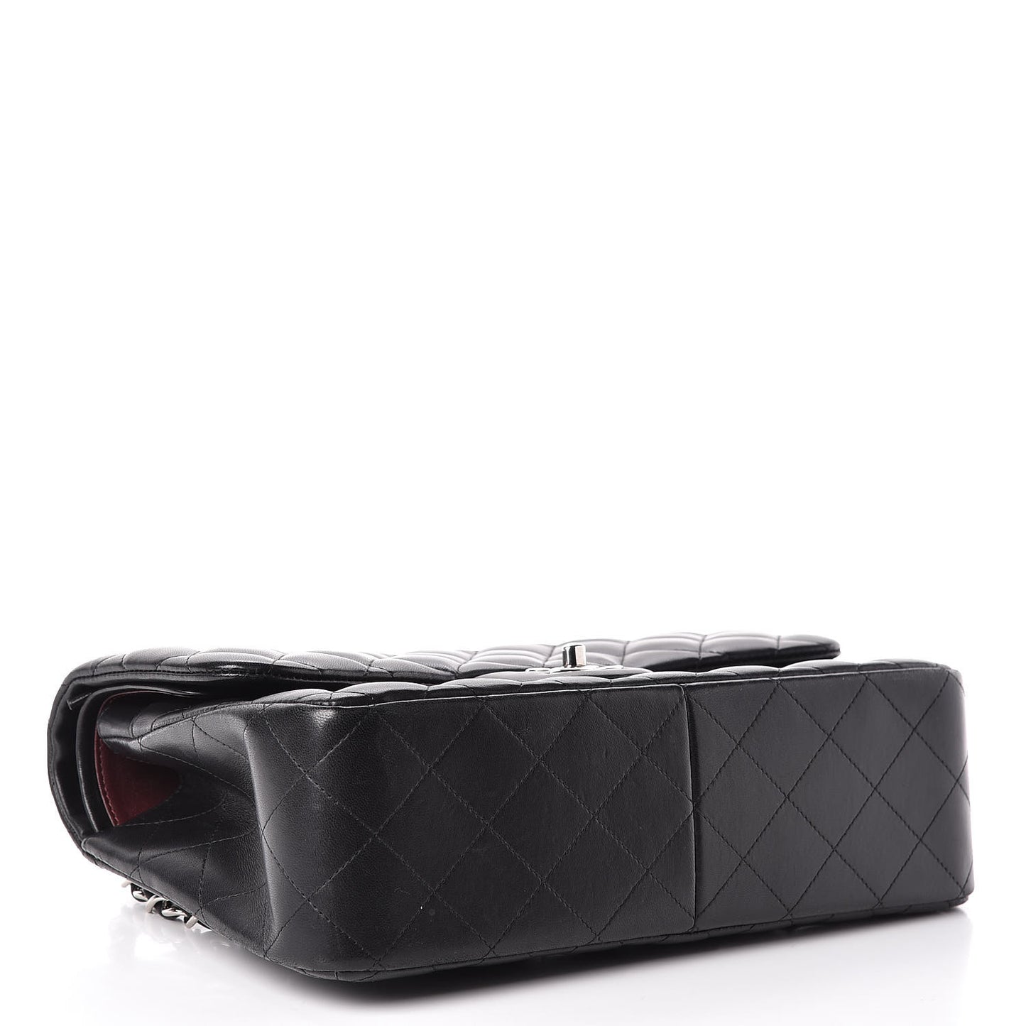 Lambskin Quilted Jumbo Double Flap Black