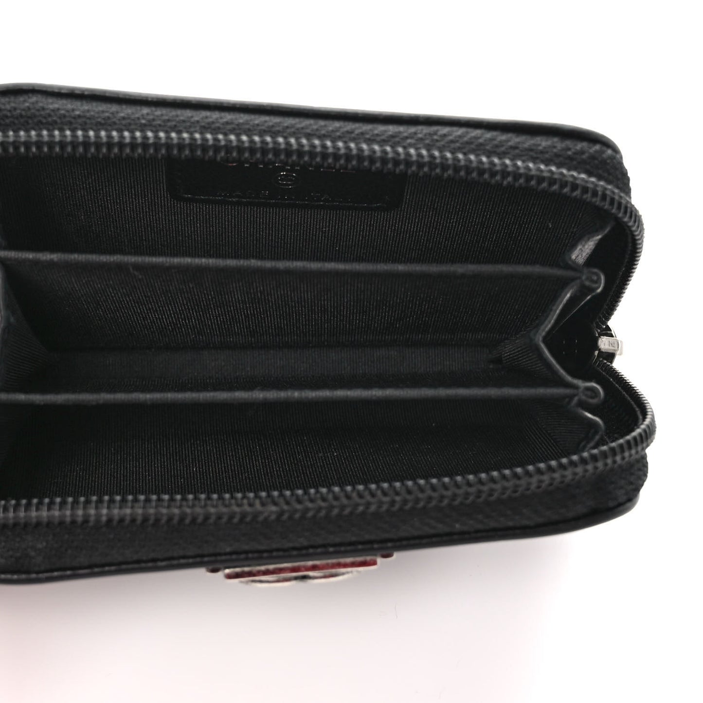 Caviar Quilted Boy Zip Around Coin Purse Wallet Black