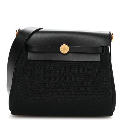 Hermes Military Toile Vache Hunter Herbag Zip Retourne 20 Black 1 of 11