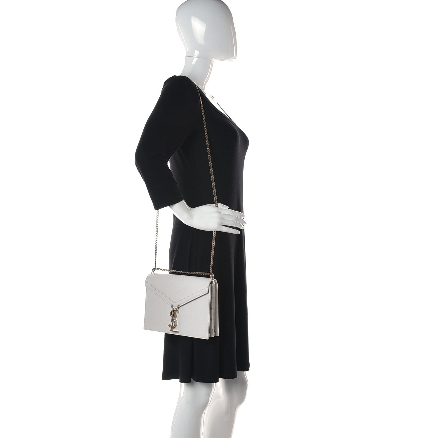 Saint Laurent Grain De Poudre Monogram Cassandra Clasp Bag Vintage White 2 of 18