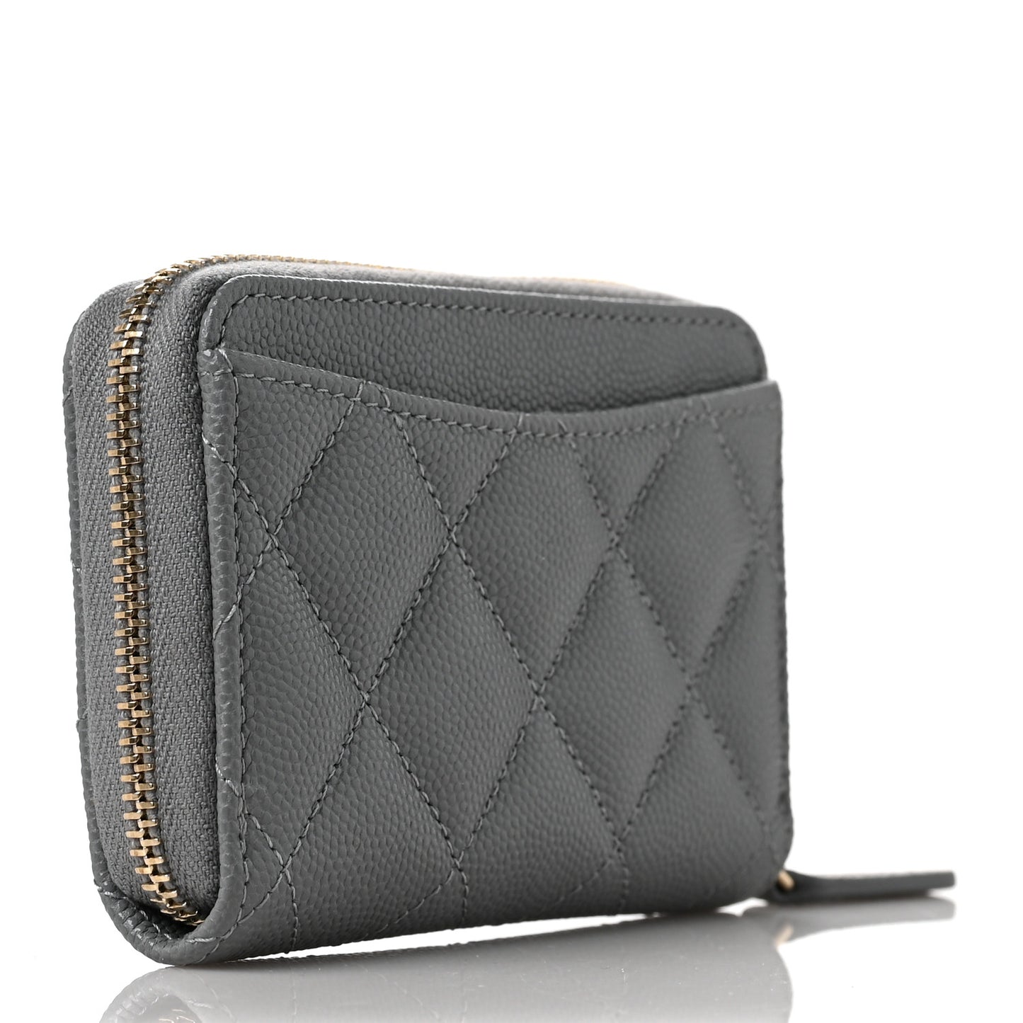 Caviar Quilted Zip Coin Purse Grey