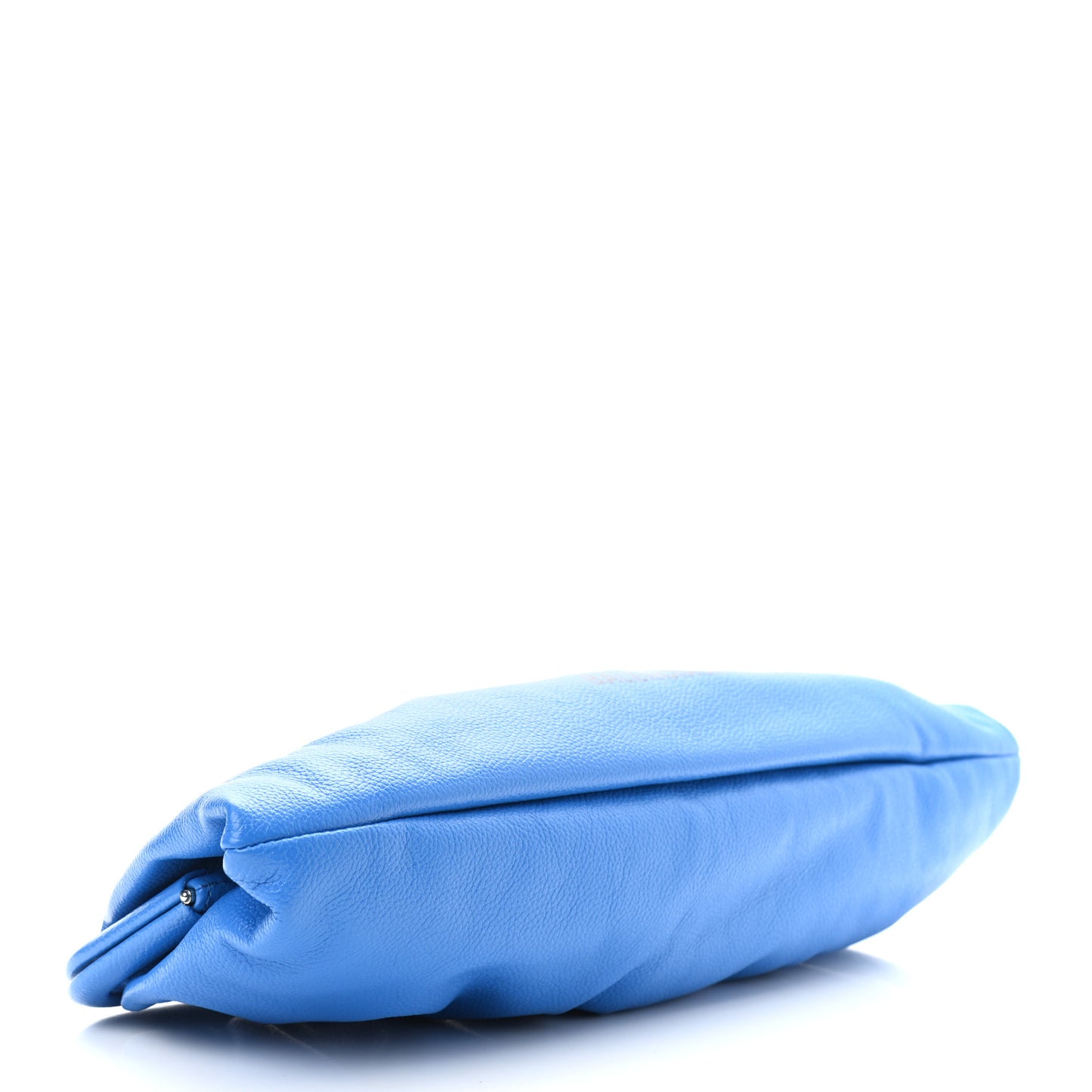Grained Calfskin Logo XL Cloud Clutch Screen Blue Black