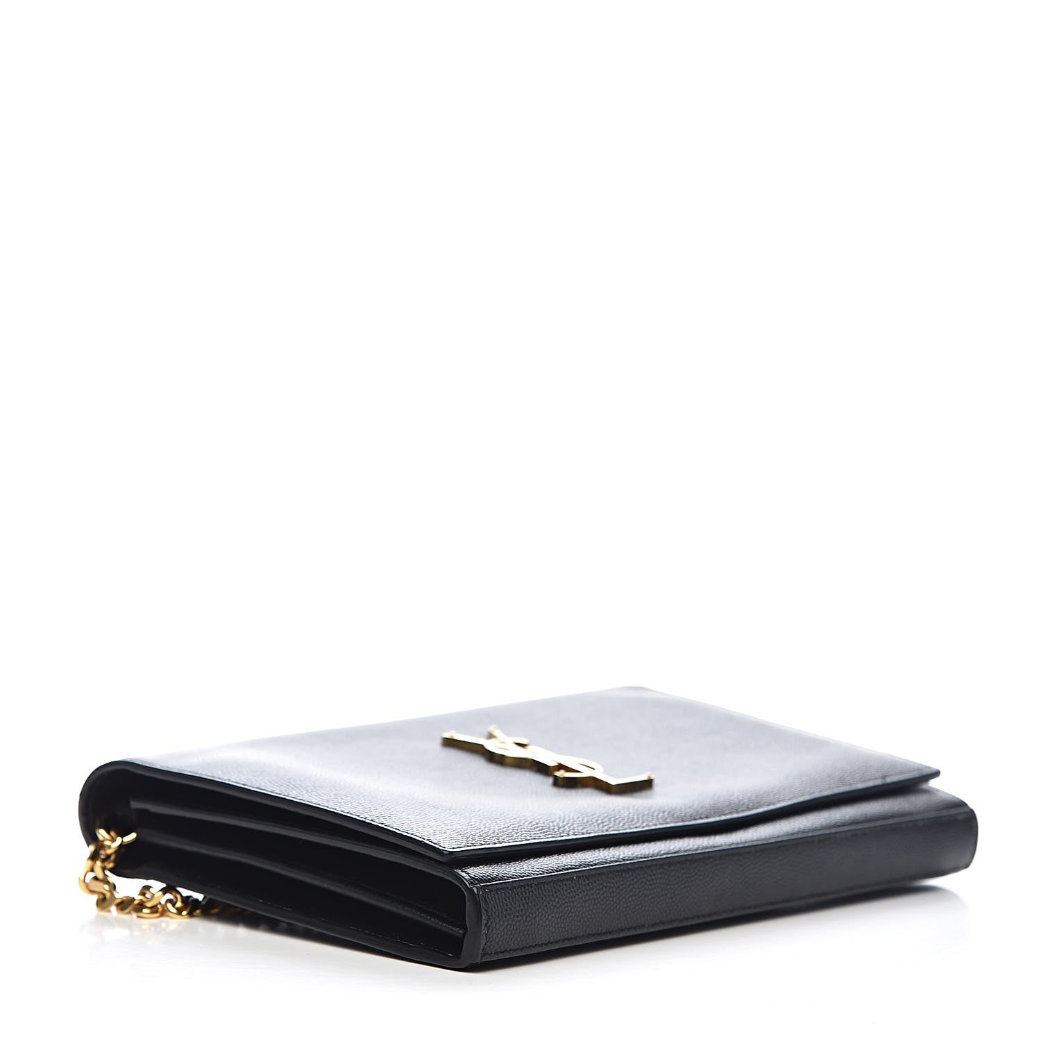 Saint Laurent Grain De Poudre Monogram Chain Wallet Black 4 of 12