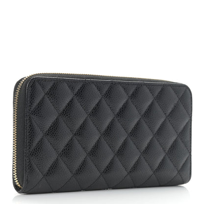 Chanel Caviar Quilted Large Gusset Zip Around Wallet Black 3 of 9
