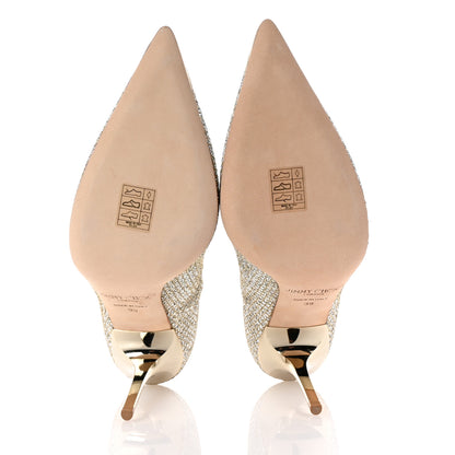 Jimmy Choo Lame Glitter Pointy Toe Romy 100 Pumps 39 Light Bronze 6 of 9