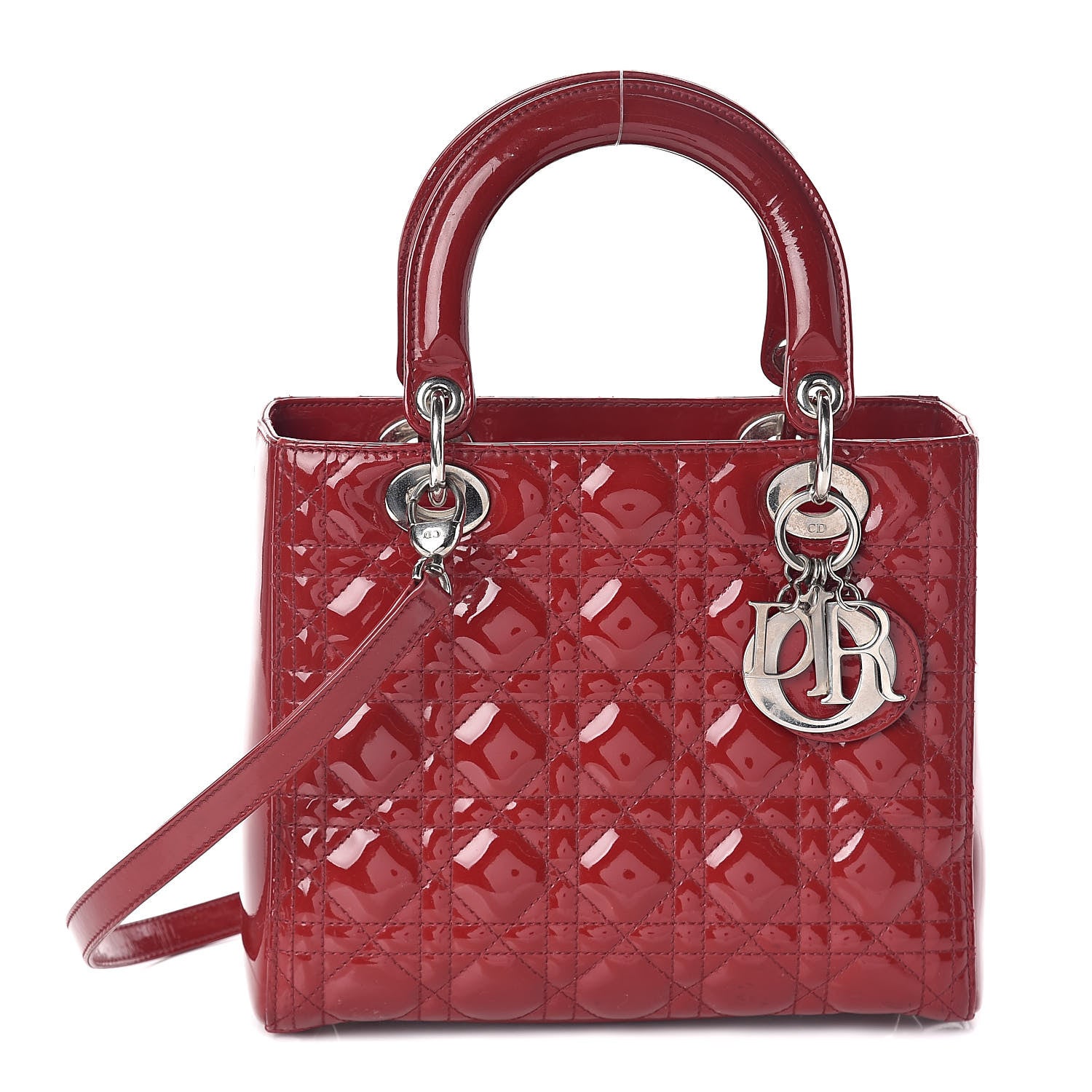 Christian Dior Patent Cannage Medium Lady Dior Red 1 of 12