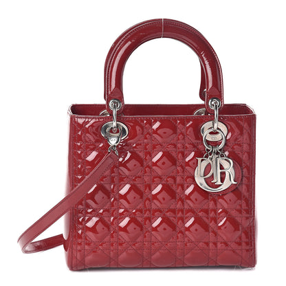 Christian Dior Patent Cannage Medium Lady Dior Red 1 of 12