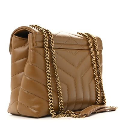 Saint Laurent Calfskin Y Quilted Monogram Small Loulou Chain Satchel Dark Natural 3 of 11