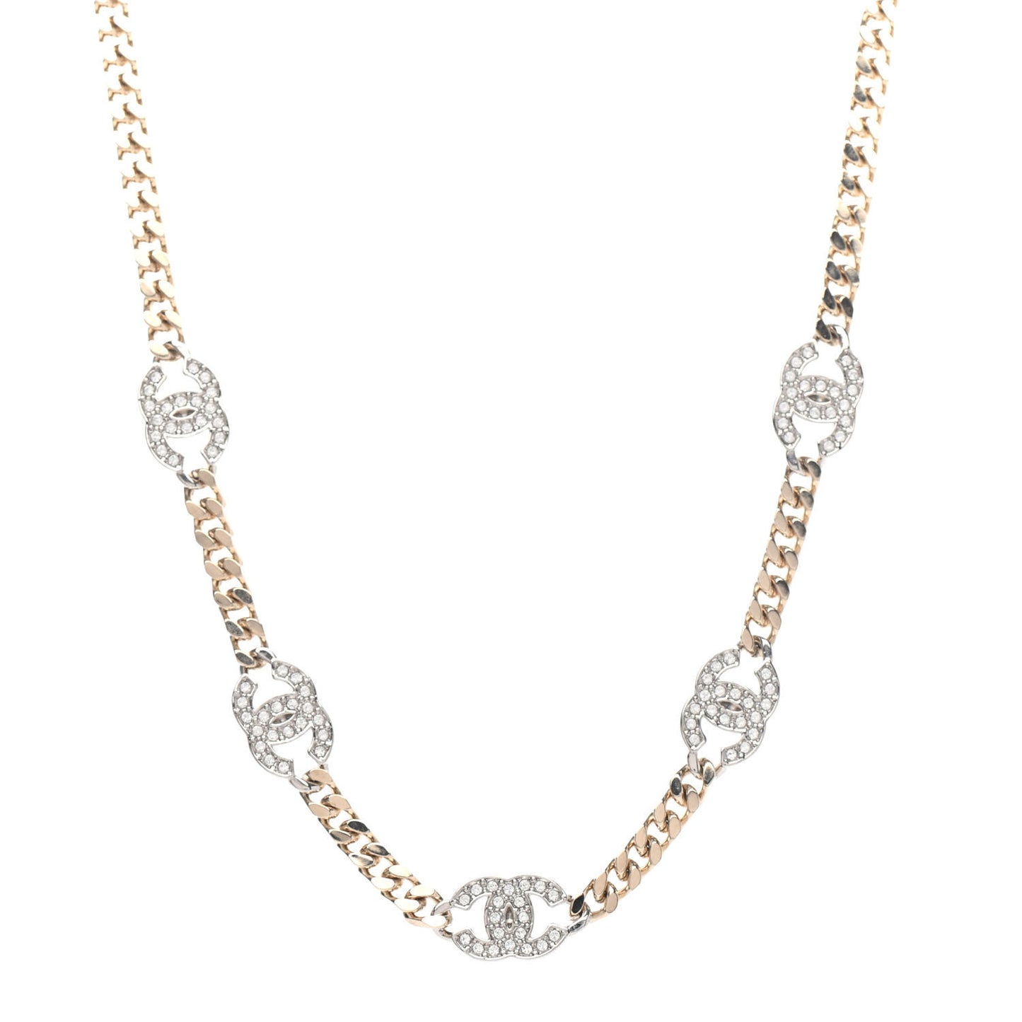 Crystal Chain CC Choker Gold Silver
