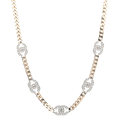 Chanel Crystal Chain CC Choker Gold Silver 1 of 4