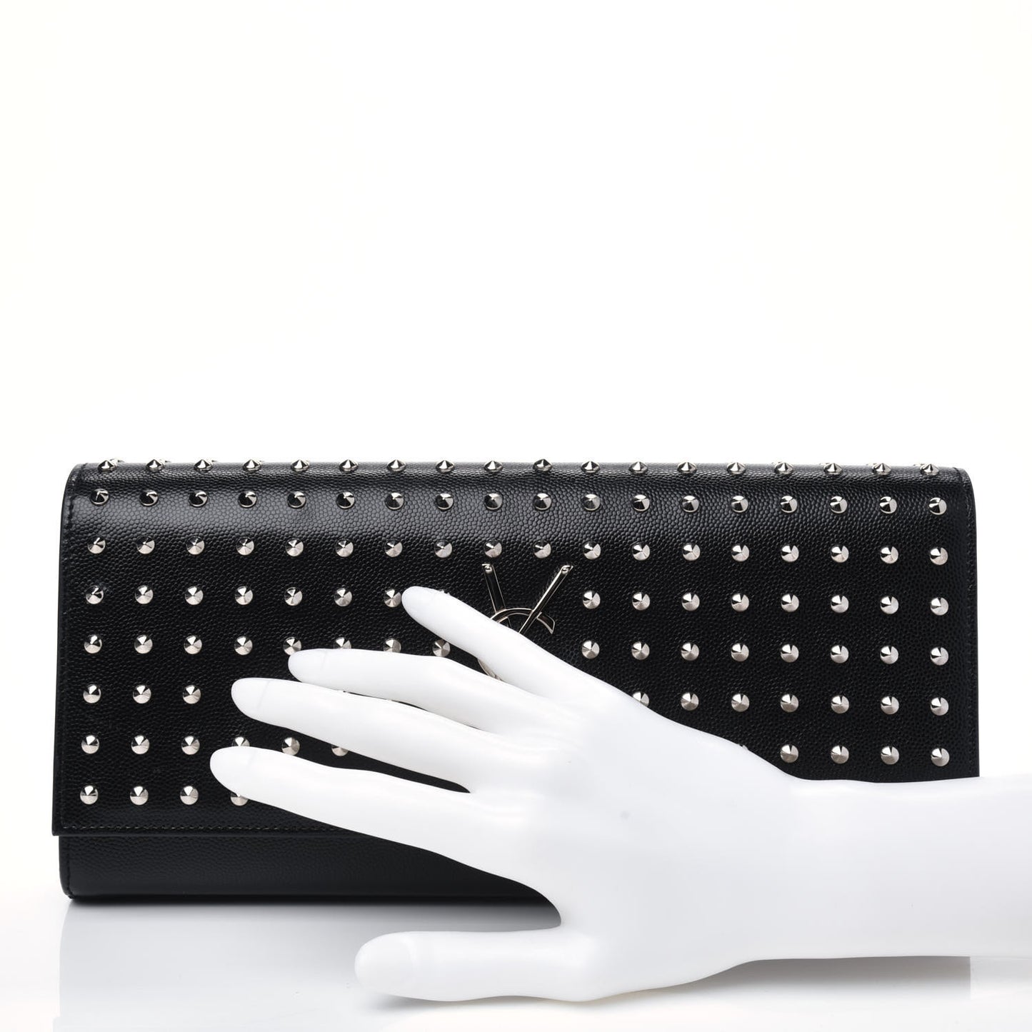 Grain De Poudre Classic Monogram Studded Clutch Black