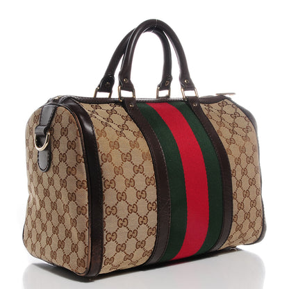 Gucci Monogram Vintage Web Medium Boston Dark Brown 3 of 9