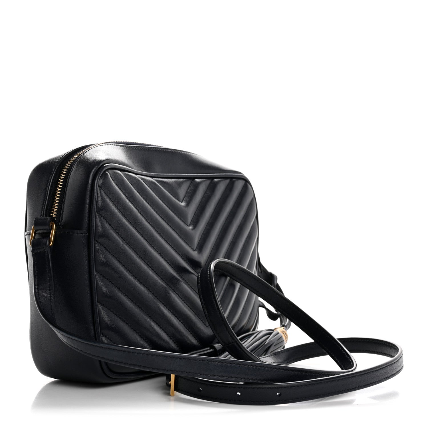 Saint Laurent Calfskin Matelasse Monogram Lou Camera Bag Navy 3 of 15