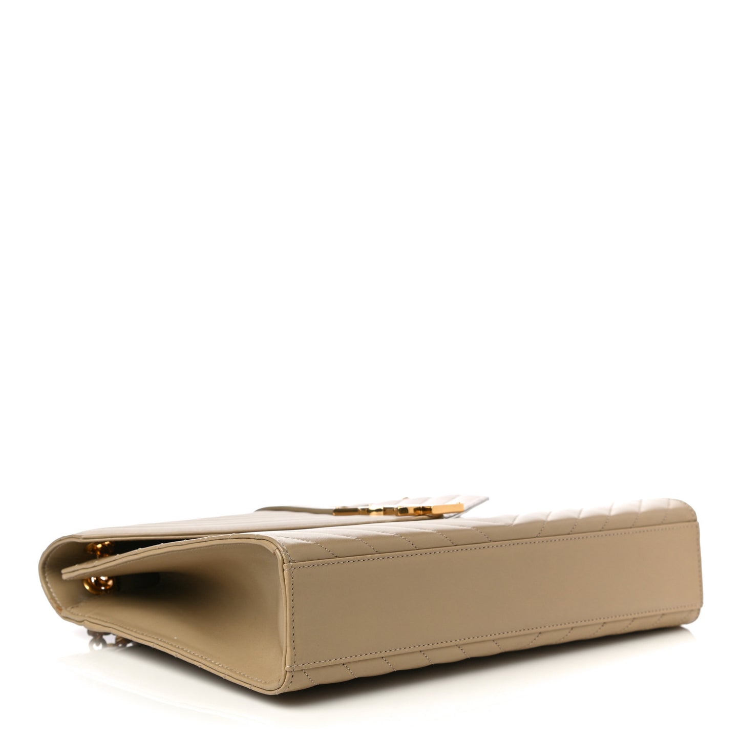 Lambskin Matelasse Chevron Large Monogram Satchel Beige