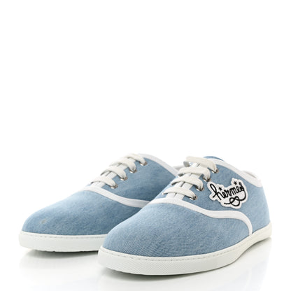 Hermes Denim Nappa Embroidered Innocent Sneakers 42 Bleu Clair White 3 of 8