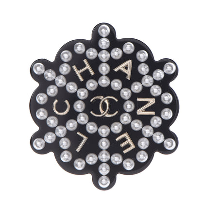 Chanel Resin Pearl Snowflake Brooch Black 1 of 5