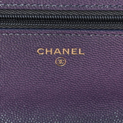 Chanel Iridescent Caviar Quilted Wallet On Chain WOC Dark Blue 6 of 9
