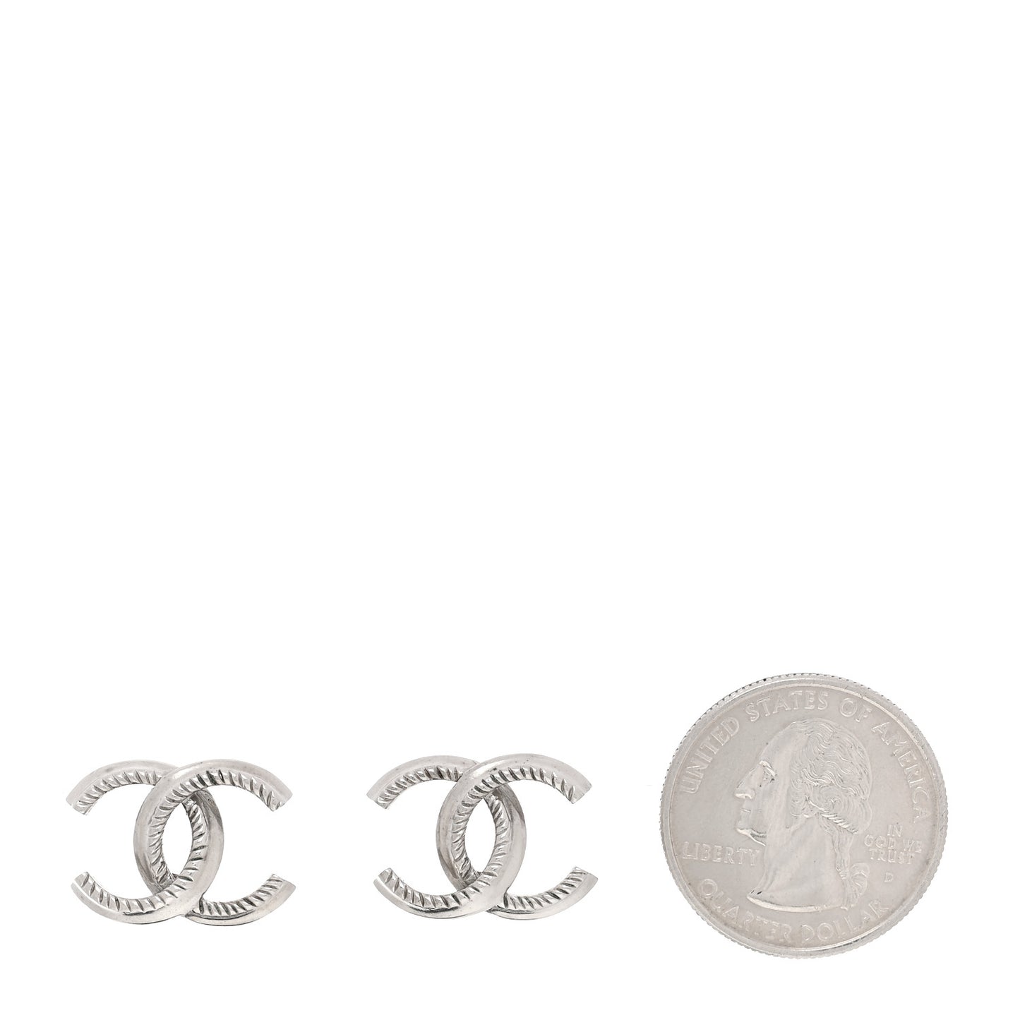 Metal CC Rope Earrings Silver