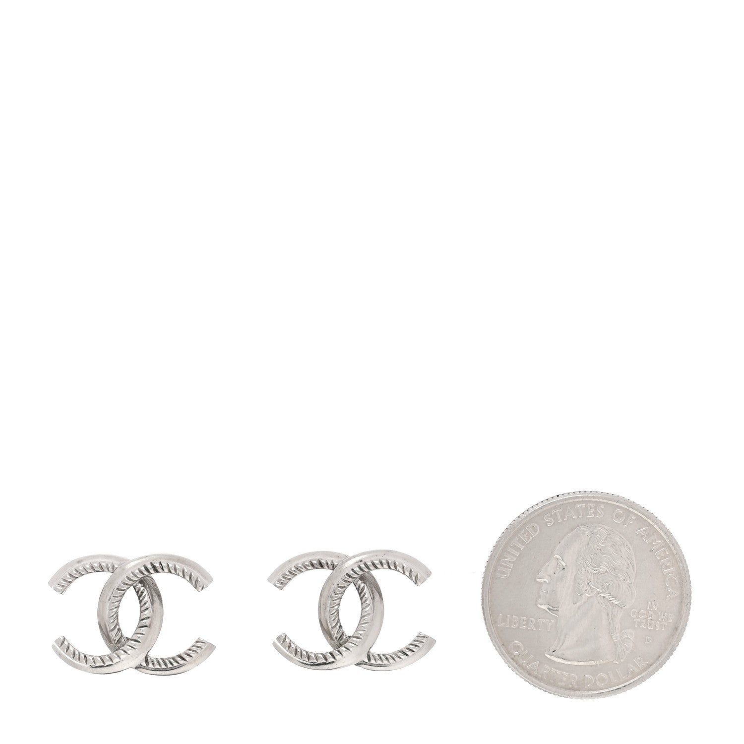 Chanel Metal CC Rope Earrings Silver 2 of 5