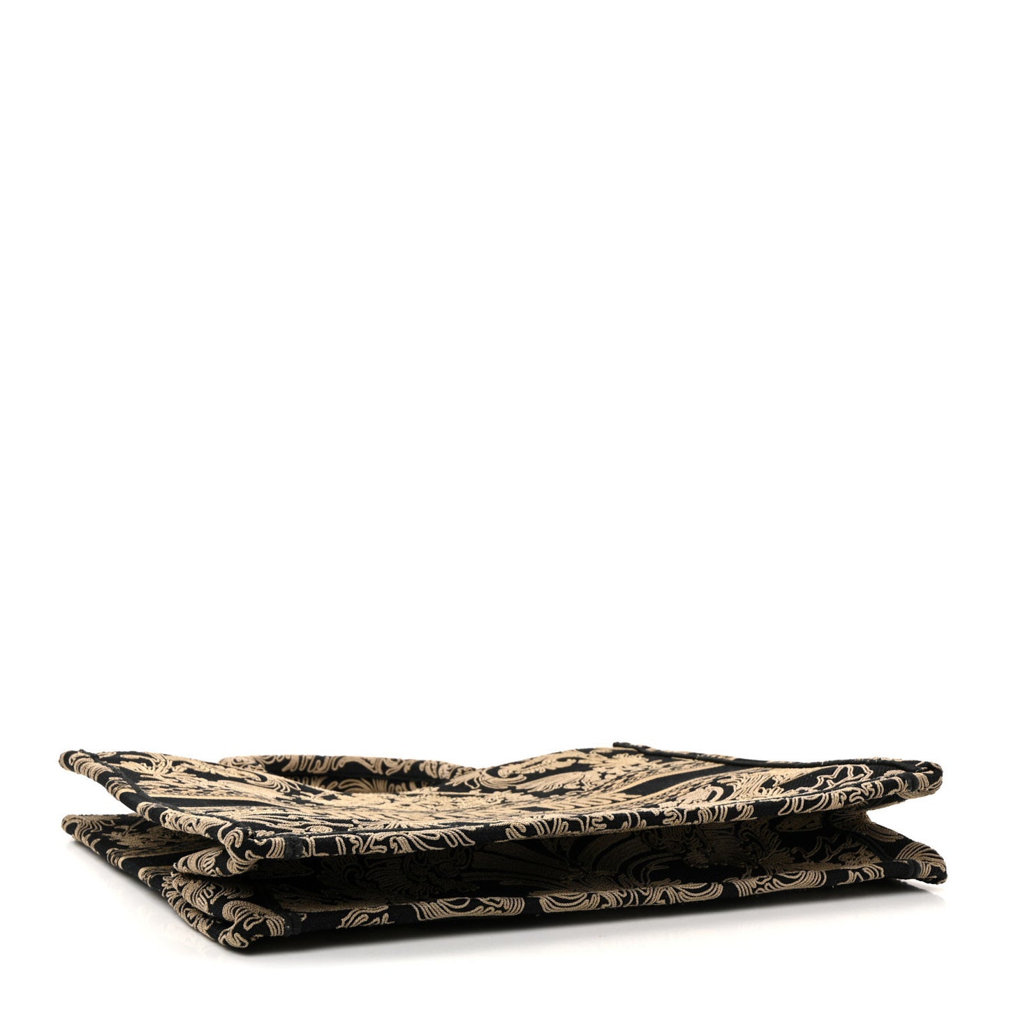 Canvas Embroidered Large Ornamental Cornely Effect Book Tote Black Beige