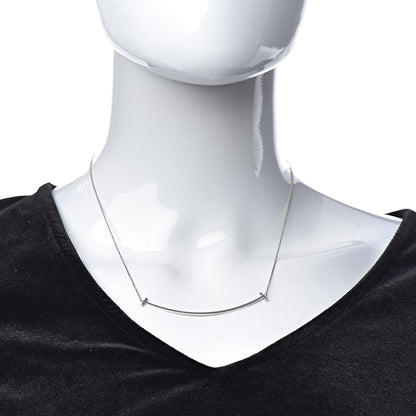 Tiffany 18K White Gold Large T Smile Pendant Necklace 2 of 6