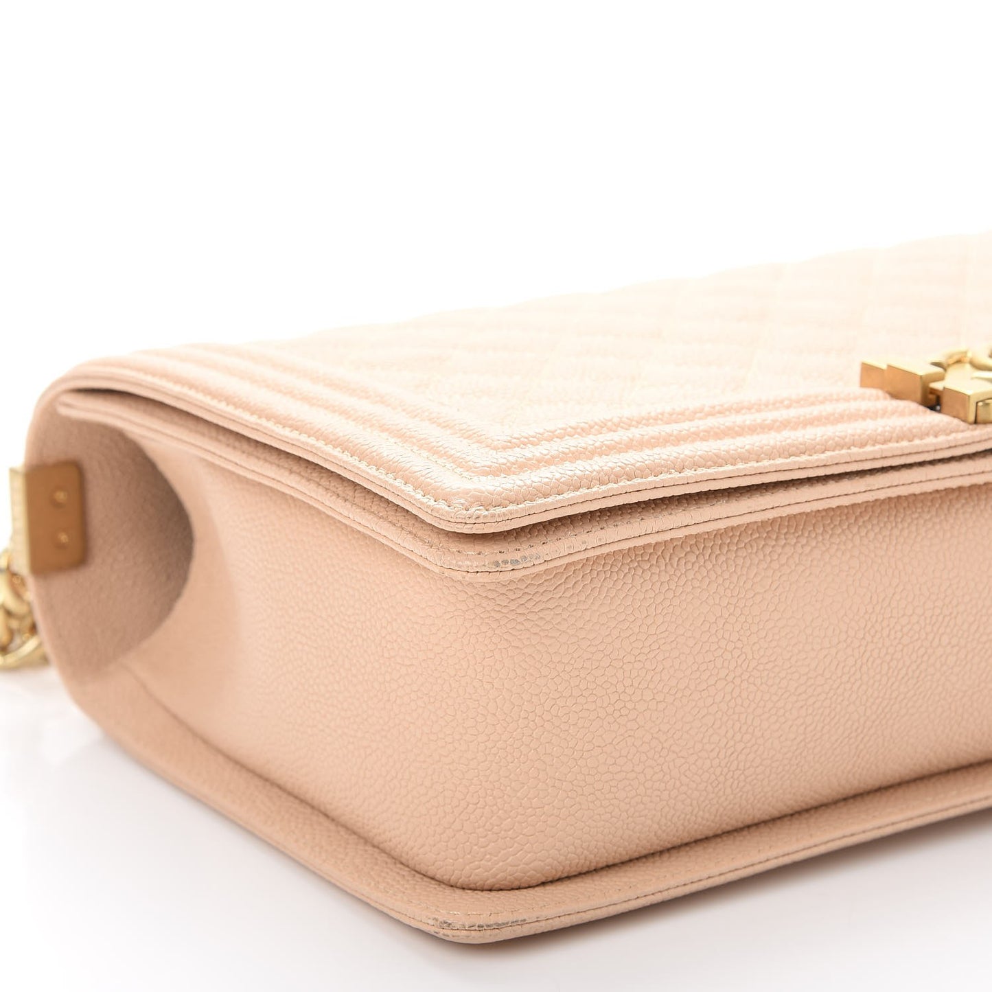 Caviar Quilted New Medium Boy Flap Beige Clair