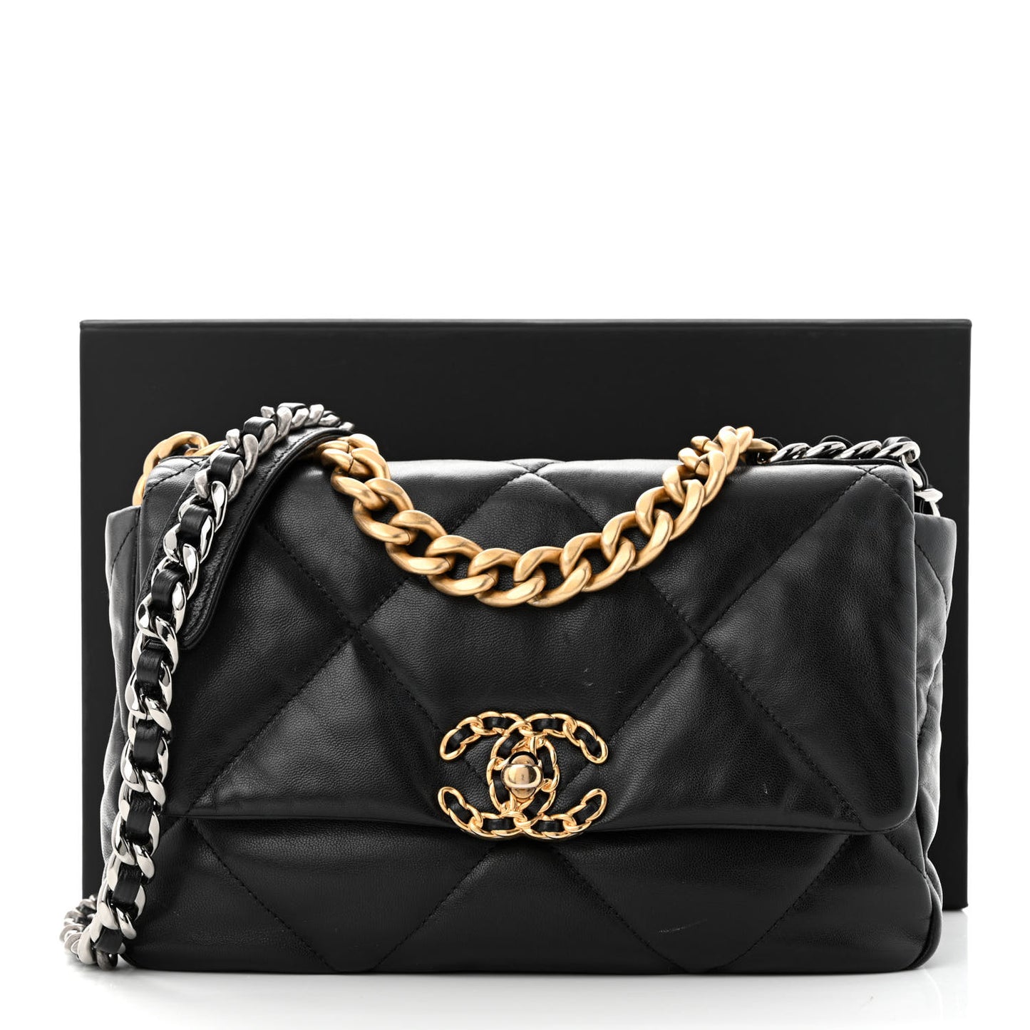 Goatskin Quilted Medium Chanel 19 Flap Black