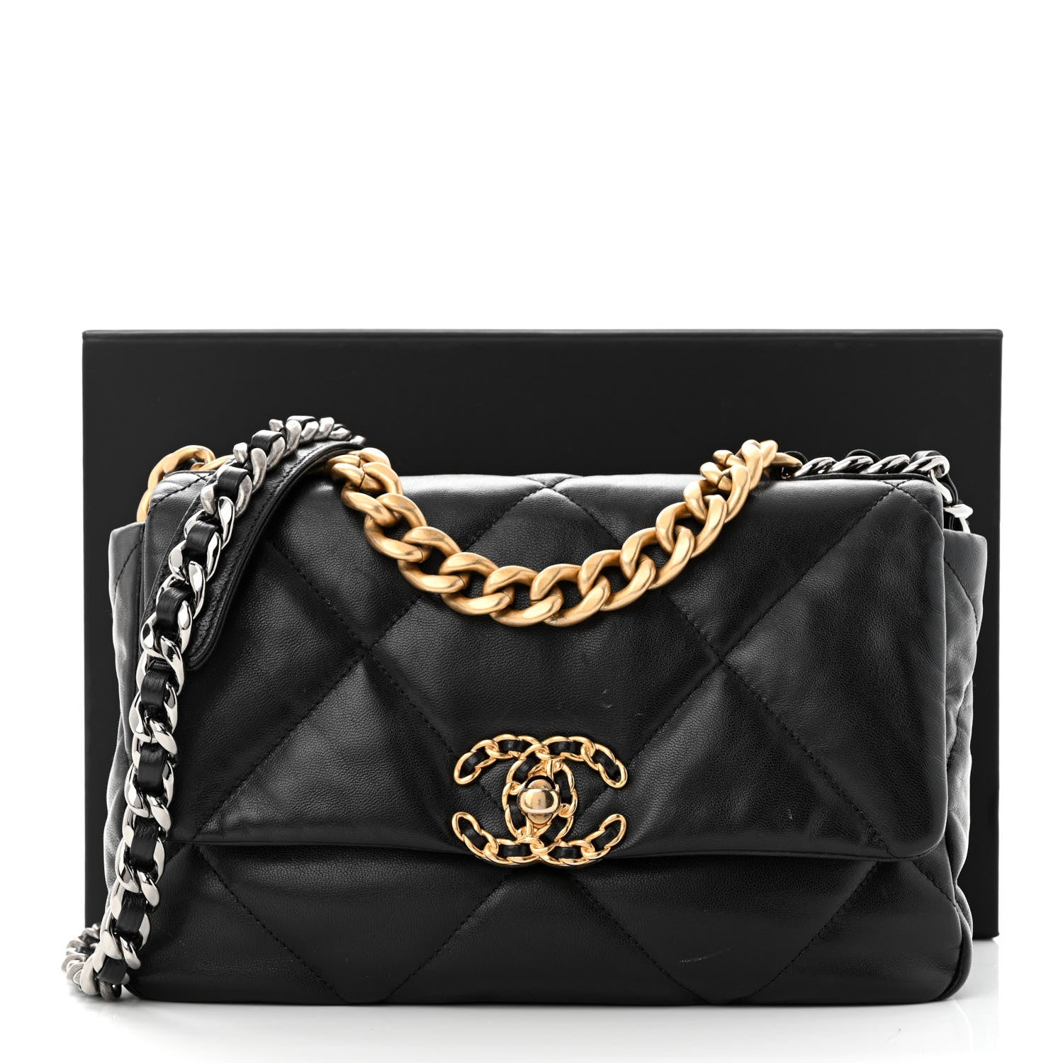 Chanel Goatskin Quilted Medium Chanel 19 Flap Black 13 of 13