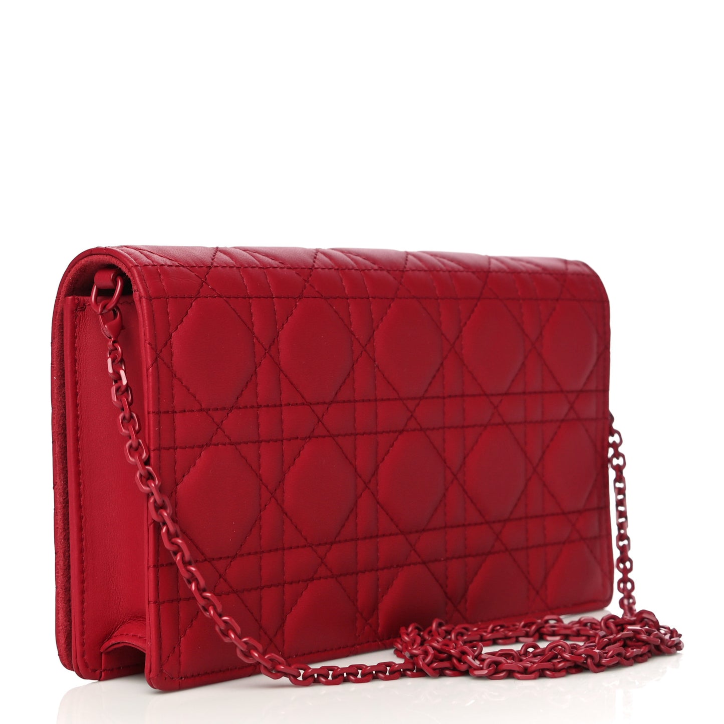 Ultra Matte Calfskin Cannage Lady Dior Clutch Cerise