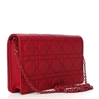 Christian Dior Ultra Matte Calfskin Cannage Lady Dior Clutch Cerise 6 of 17