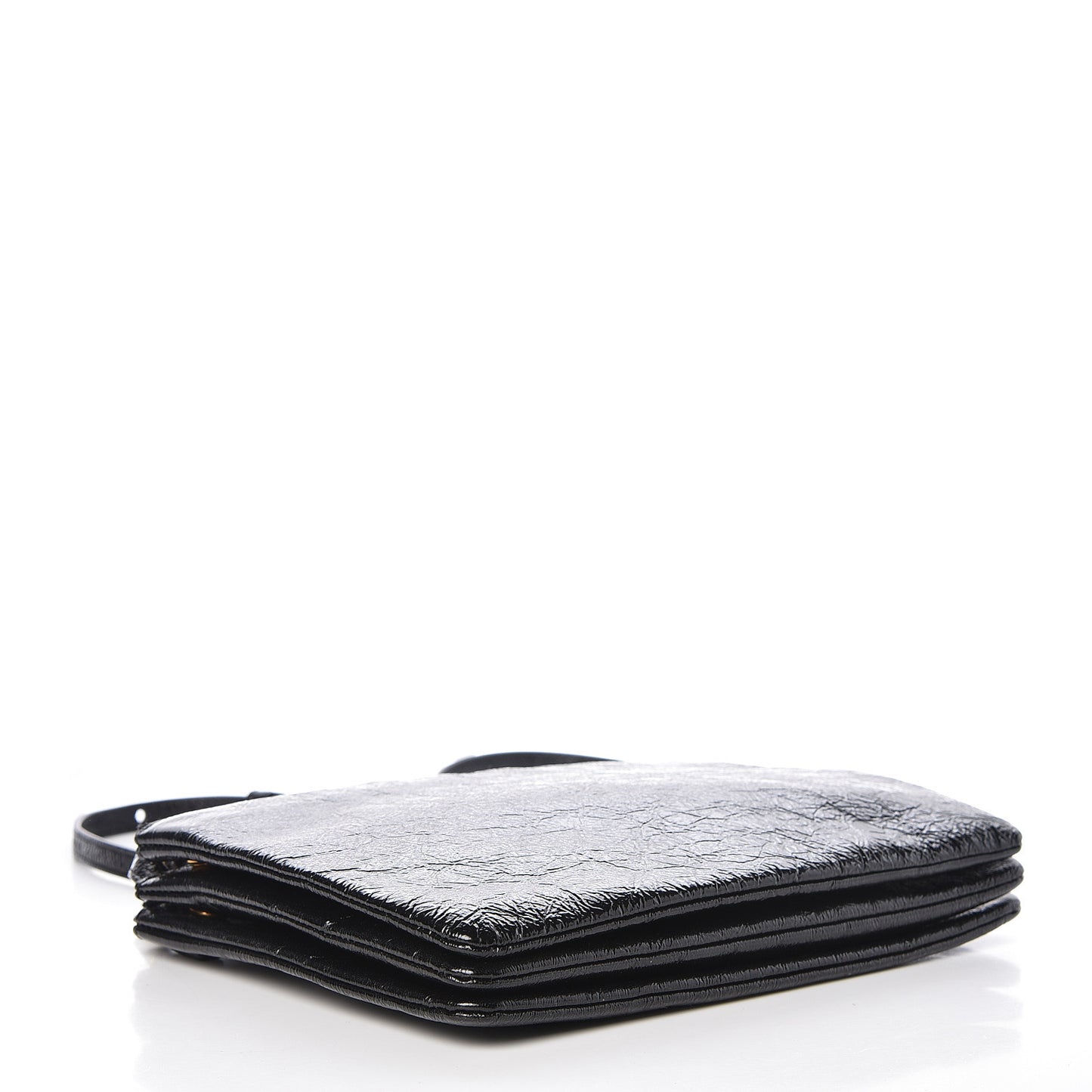 Shiny Goatskin Large Trio Crossbody Bag Black